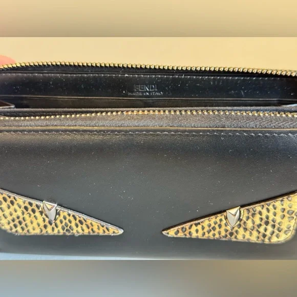 FENDI Monster w. Python Zip Around Long Wallet - Picture 4 of 9
